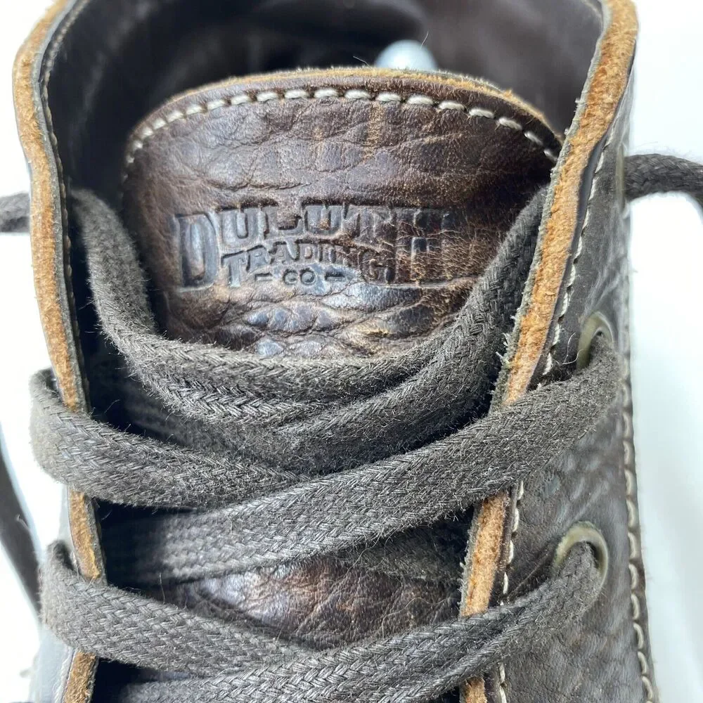 Duluth Trading Boots Mens 10M Work Ankle Chuckka Brown Leather Canvas Lace Up